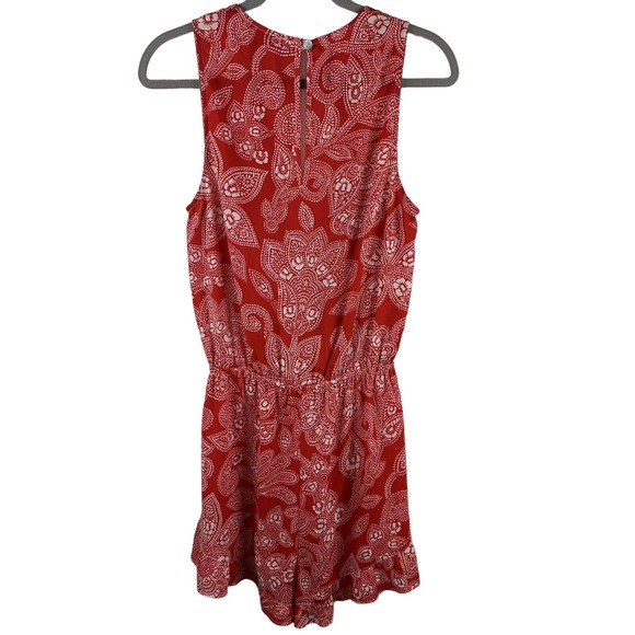 EUC Show Me Your Mumu Womens Sz M Red White Floral Sleeveless One Piece Romper - Picture 9 of 12